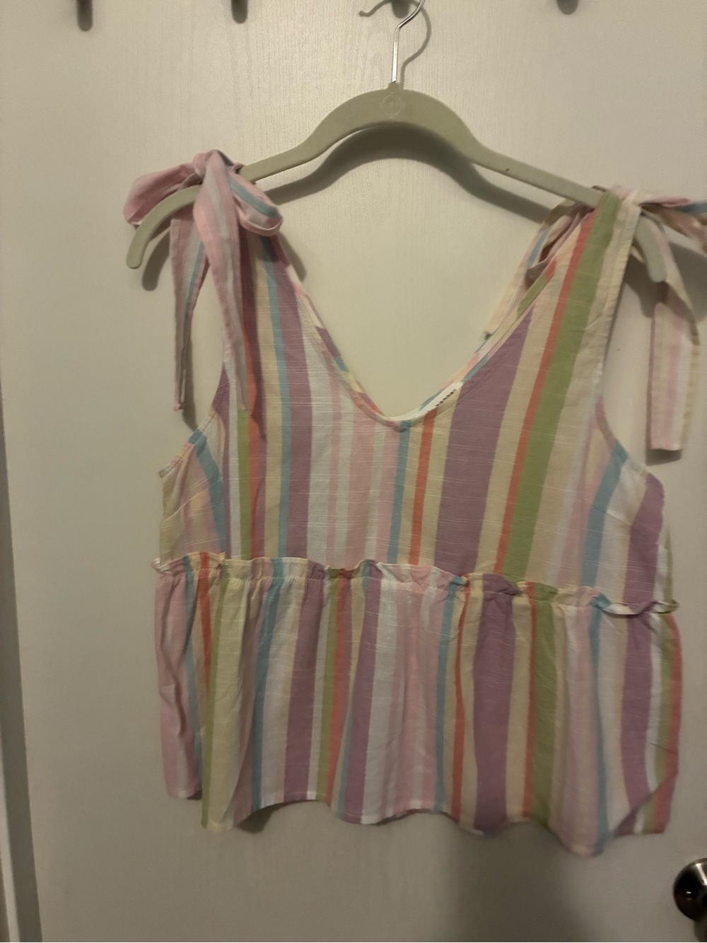 Blu Pepper Pastel Multicolor Striped Tie-Shoulder Camisole